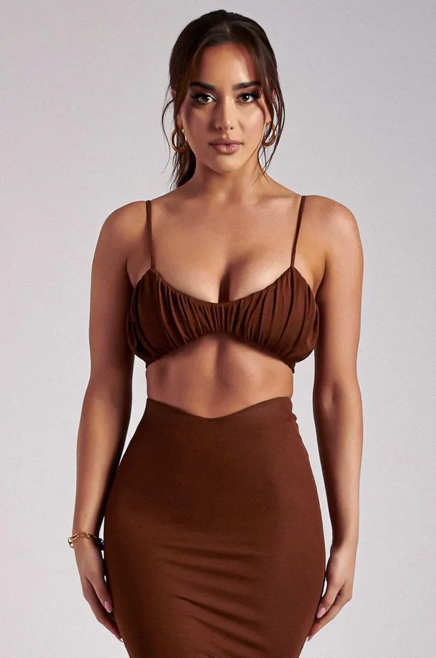 Meshki Crop Tops Women Jordan Ruched Front V Front Top 8211 Ginger Ginger
