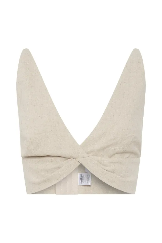 Meshki Crop Tops Women Kaesha Twist Linen Top 8211 Natural Natural