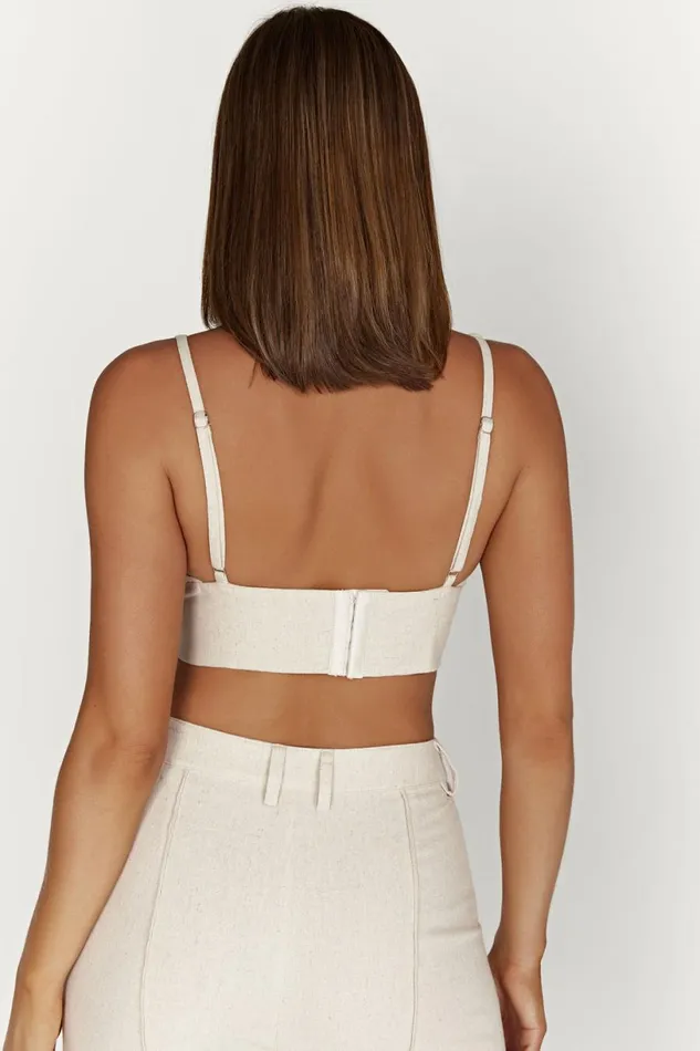 Meshki Crop Tops Women Kaesha Twist Linen Top 8211 Natural Natural