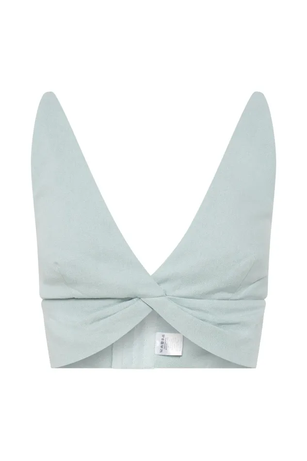 Meshki Crop Tops Women Kaesha Twist Linen Top 8211 Powder Blue Powderblue Meshki Crop Tops Women Kaesha Twist Linen Top 8211 Powder Blue Powderblue