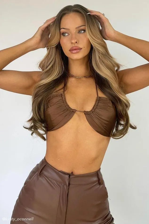 Meshki Crop Tops Women Kimia Satin Ruched Tie Crop Top 8211 Chocolate Chocolate Meshki Crop Tops Women Kimia Satin Ruched Tie Crop Top 8211 Chocolate Chocolate