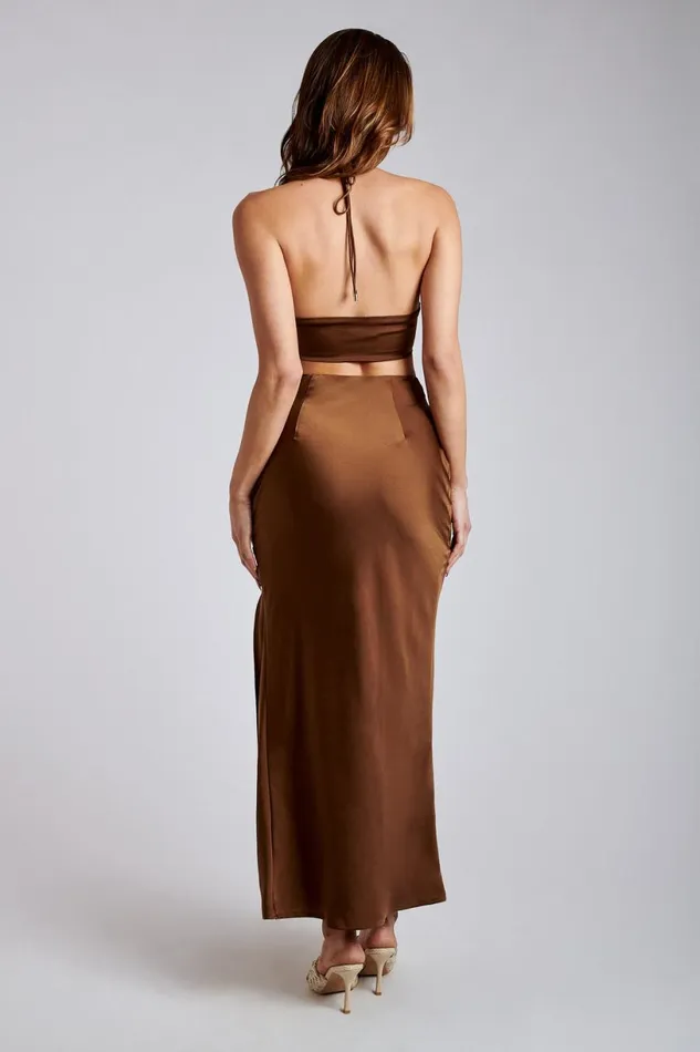 Meshki Crop Tops Women Kimia Satin Ruched Tie Crop Top 8211 Chocolate Chocolate Meshki Crop Tops Women Kimia Satin Ruched Tie Crop Top 8211 Chocolate Chocolate