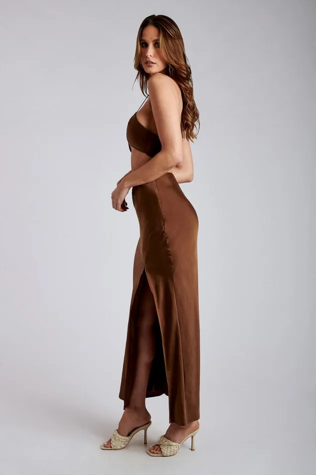Meshki Crop Tops Women Kimia Satin Ruched Tie Crop Top 8211 Chocolate Chocolate Meshki Crop Tops Women Kimia Satin Ruched Tie Crop Top 8211 Chocolate Chocolate