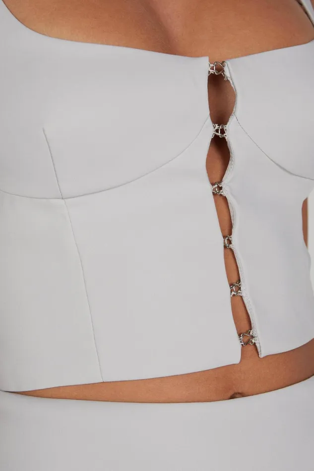 Meshki Crop Tops Women Lainey Hook And Eye Top 8211 Grey Grey
