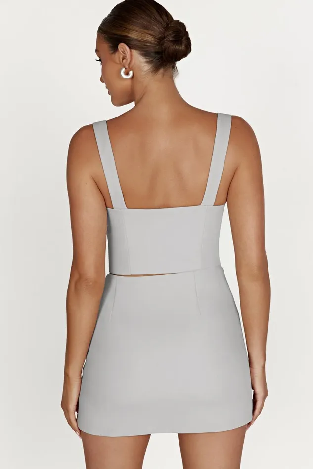 Meshki Crop Tops Women Lainey Hook And Eye Top 8211 Grey Grey