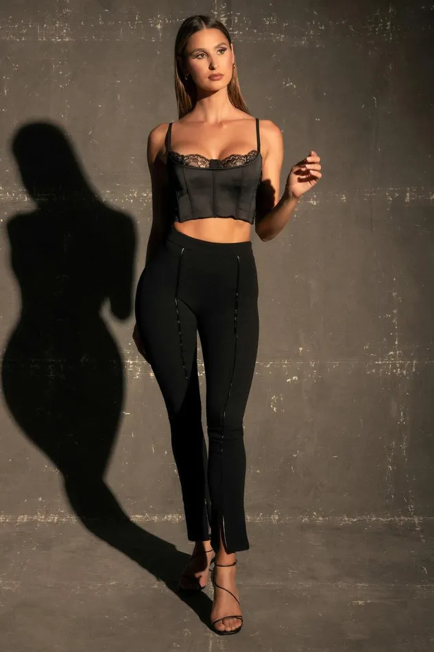 Meshki Crop Tops Women Lake Lace Cami Crop Top 8211 Black Black