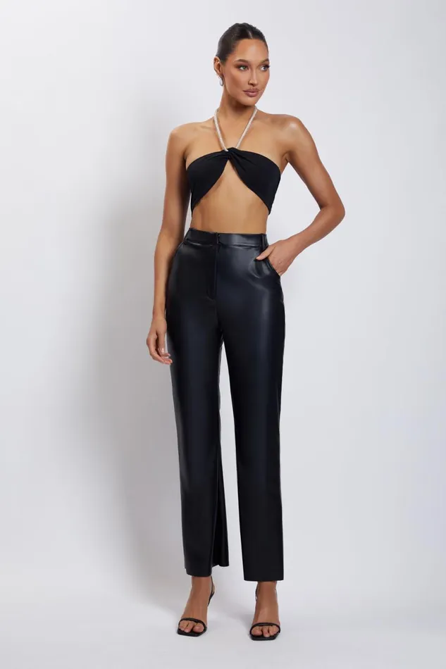 Meshki Crop Tops Women Lea Diamante Chain Halter Neck Crop Top 8211 Black Black Meshki Crop Tops Women Lea Diamante Chain Halter Neck Crop Top 8211 Black Black