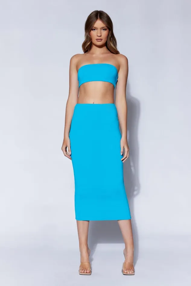 Meshki Crop Tops Women Mackenzie Bandeau 8211 Cyan Blue Cyanblue Meshki Crop Tops Women Mackenzie Bandeau 8211 Cyan Blue Cyanblue