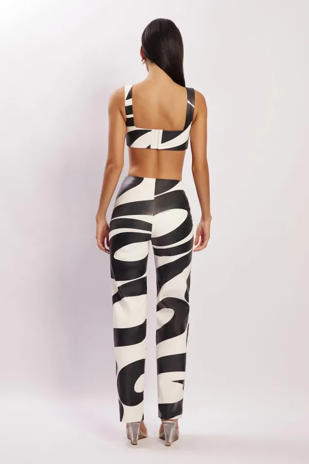 Meshki Crop Tops Women Mahla Faux Leather Square Neck Crop 8211 Swirl Print Swirl Print