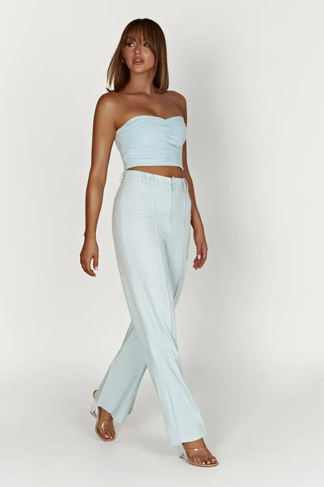 Meshki Crop Tops Women Mckenna Gathered Linen Top 8211 Powder Blue Powderblue Meshki Crop Tops Women Mckenna Gathered Linen Top 8211 Powder Blue Powderblue