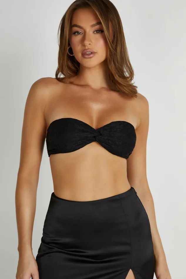 Meshki Crop Tops Women Mia Strapless Twist Top 8211 Black Black