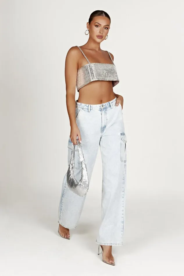 Meshki Crop Tops Women Miriam Mirror Crop Top 8211 Silver Silver
