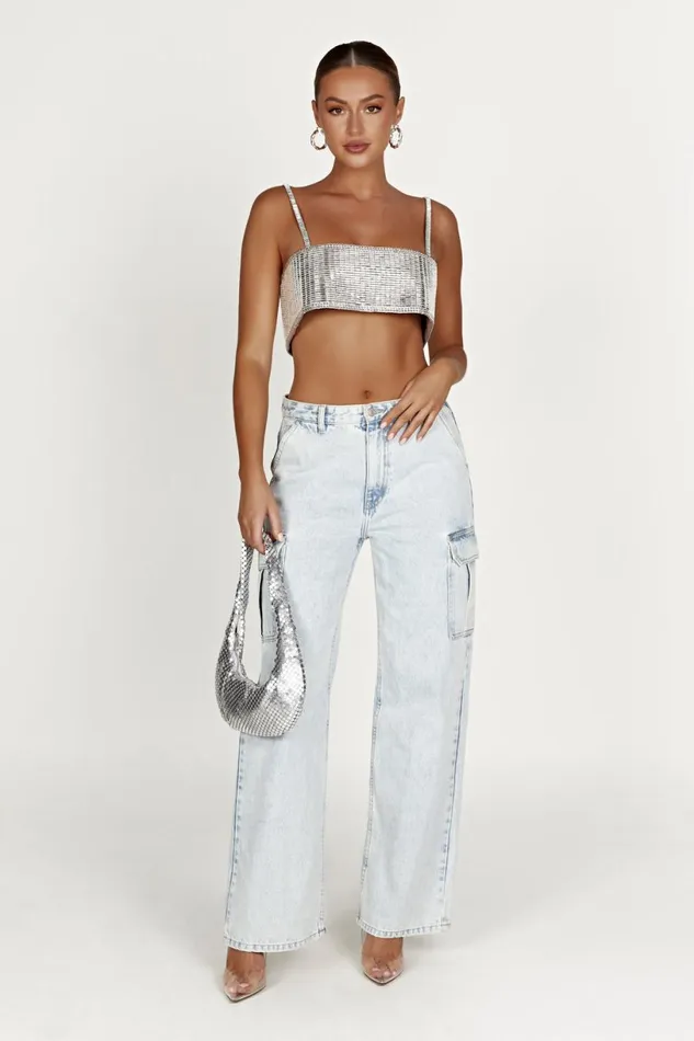 Meshki Crop Tops Women Miriam Mirror Crop Top 8211 Silver Silver