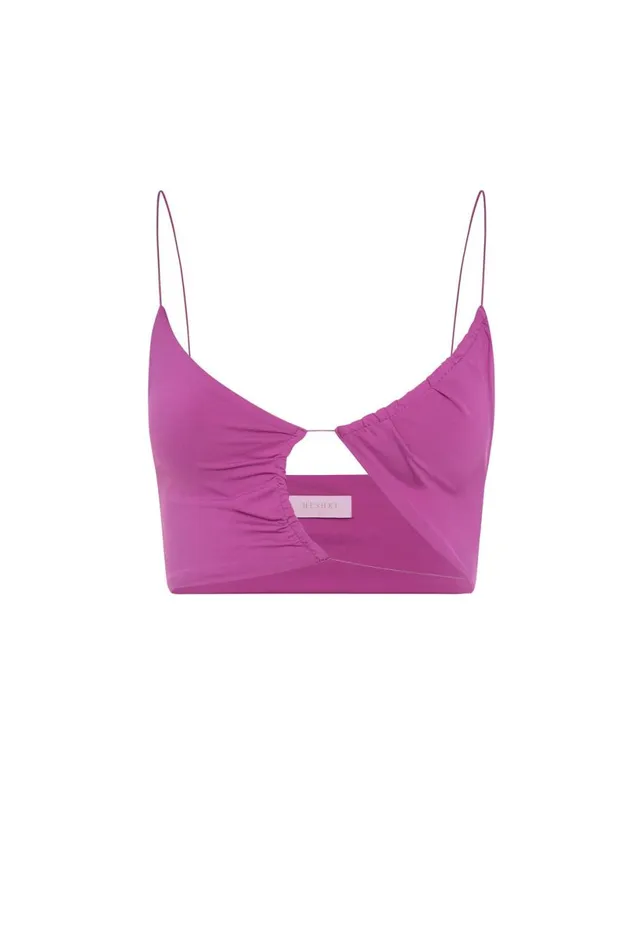 Meshki Crop Tops Women Montana Ruched Cut Out Crop Top 8211 Violet Violet Meshki Crop Tops Women Montana Ruched Cut Out Crop Top 8211 Violet Violet
