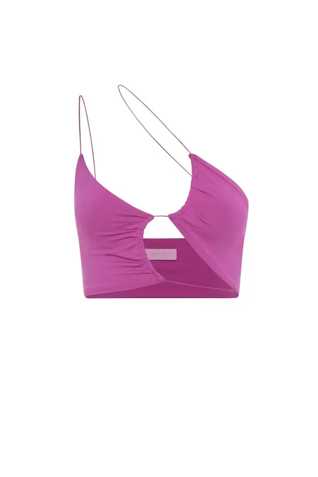 Meshki Crop Tops Women Montana Ruched Cut Out Crop Top 8211 Violet Violet Meshki Crop Tops Women Montana Ruched Cut Out Crop Top 8211 Violet Violet