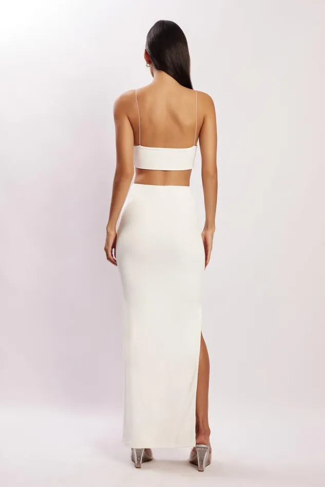 Meshki Crop Tops Women Montana Ruched Cut Out Crop Top 8211 White White Meshki Crop Tops Women Montana Ruched Cut Out Crop Top 8211 White White