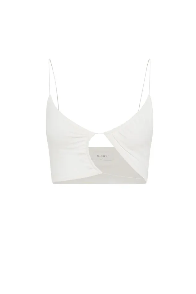 Meshki Crop Tops Women Montana Ruched Cut Out Crop Top 8211 White White Meshki Crop Tops Women Montana Ruched Cut Out Crop Top 8211 White White