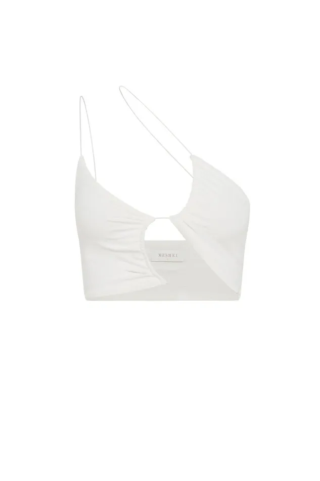 Meshki Crop Tops Women Montana Ruched Cut Out Crop Top 8211 White White Meshki Crop Tops Women Montana Ruched Cut Out Crop Top 8211 White White