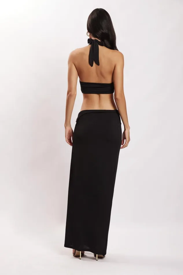 Meshki Crop Tops Women Nicole Halter Crop Top 8211 Black Black Meshki Crop Tops Women Nicole Halter Crop Top 8211 Black Black