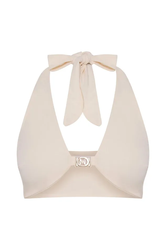 Meshki Crop Tops Women Nicole Halter Crop Top 8211 Bone Bone Meshki Crop Tops Women Nicole Halter Crop Top 8211 Bone Bone