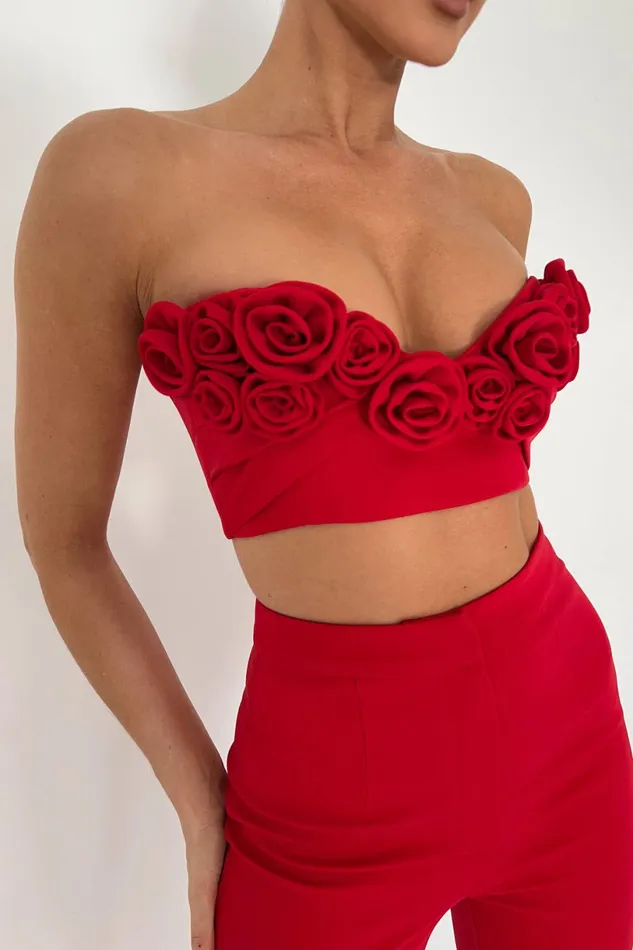 Meshki Crop Tops Women Paloma Rose Crop Top 8211 Red Red