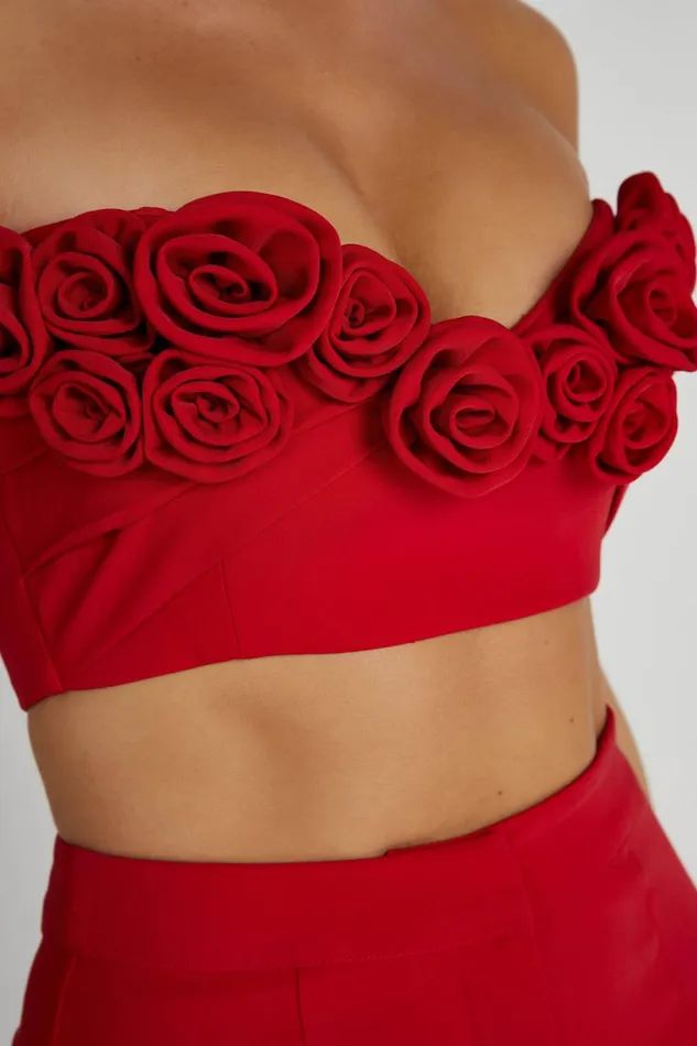 Meshki Crop Tops Women Paloma Rose Crop Top 8211 Red Red