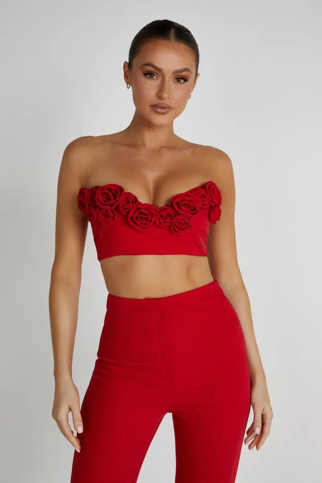Meshki Crop Tops Women Paloma Rose Crop Top 8211 Red Red