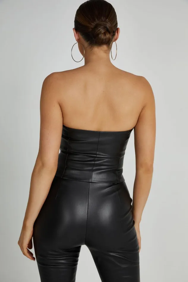Meshki Crop Tops Women Pamela Faux Leather Strapless Crop Top 8211 Black Black Meshki Crop Tops Women Pamela Faux Leather Strapless Crop Top 8211 Black Black