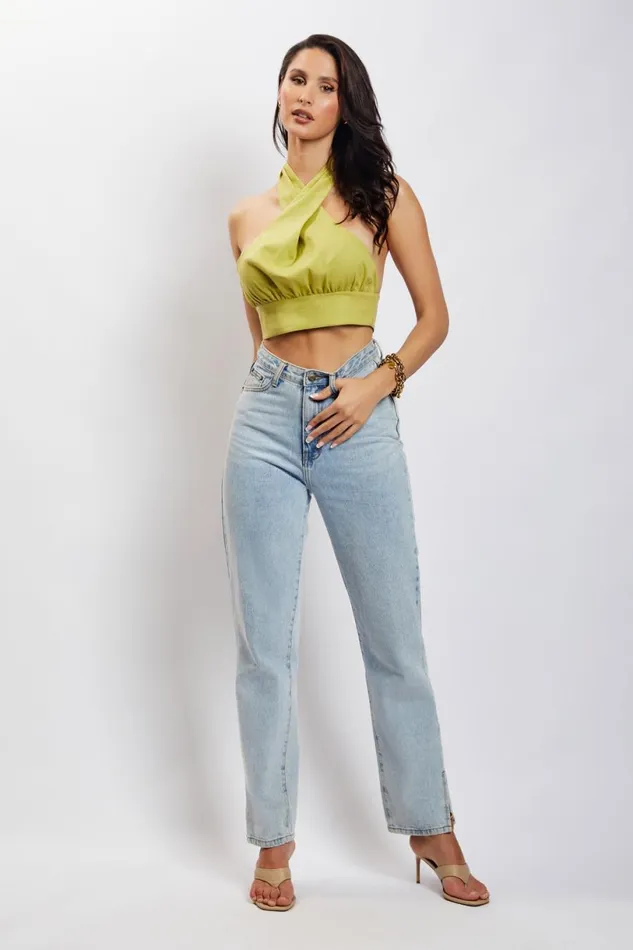 Meshki Crop Tops Women Piper Halter Neck Linen Crop Top 8211 Apple Apple Meshki Crop Tops Women Piper Halter Neck Linen Crop Top 8211 Apple Apple