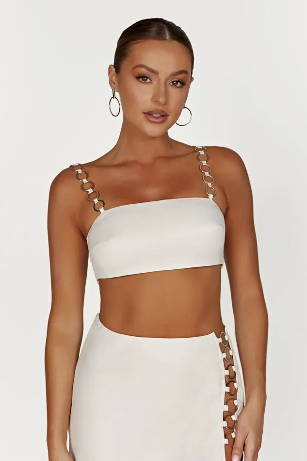 Meshki Crop Tops Women Pyper Ring Crop Top 8211 Beige Beige