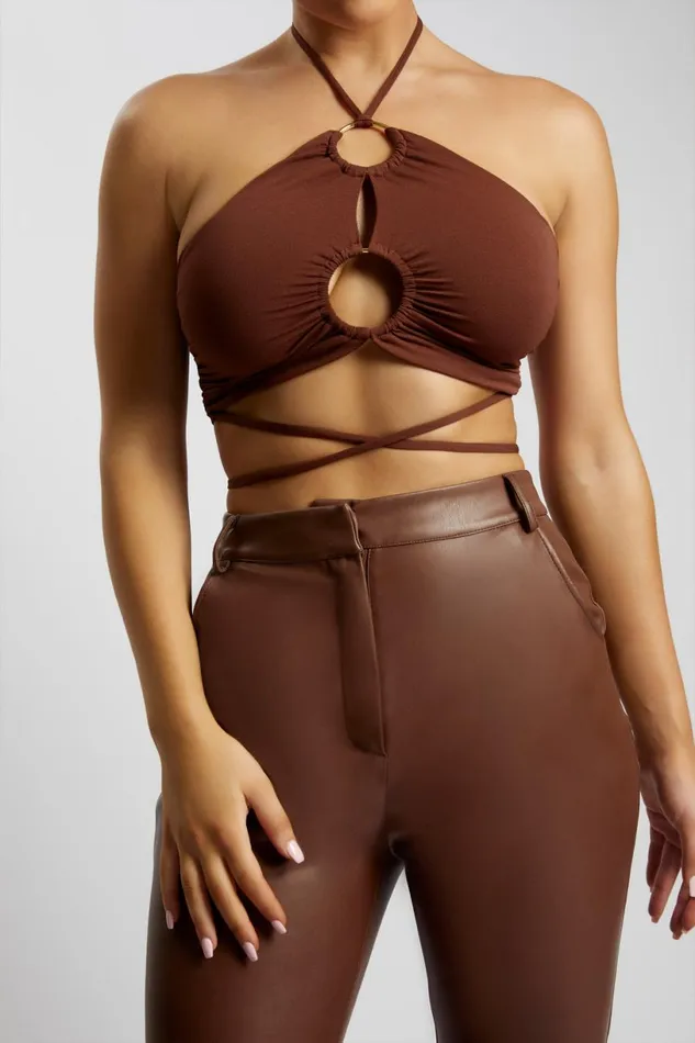 Meshki Crop Tops Women Sabrina Ruched Halter Crop Top 8211 Chocolate Chocolate Meshki Crop Tops Women Sabrina Ruched Halter Crop Top 8211 Chocolate Chocolate