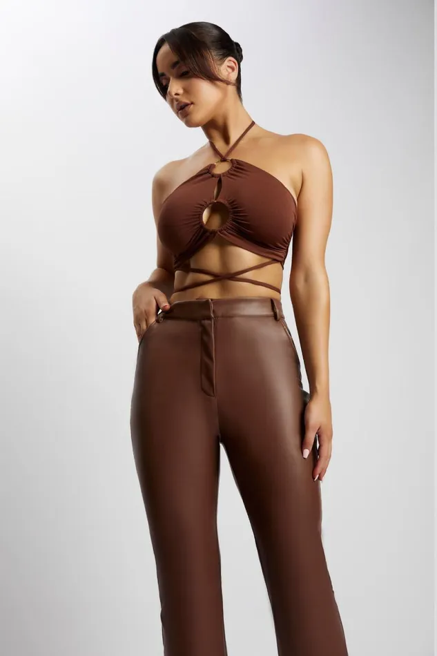 Meshki Crop Tops Women Sabrina Ruched Halter Crop Top 8211 Chocolate Chocolate Meshki Crop Tops Women Sabrina Ruched Halter Crop Top 8211 Chocolate Chocolate