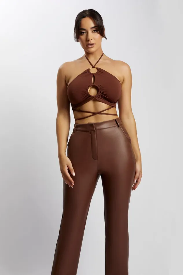 Meshki Crop Tops Women Sabrina Ruched Halter Crop Top 8211 Chocolate Chocolate Meshki Crop Tops Women Sabrina Ruched Halter Crop Top 8211 Chocolate Chocolate