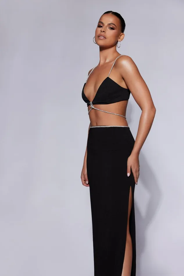 Meshki Crop Tops Women Sweeney Diamante Bralette Top 8211 Black Black Meshki Crop Tops Women Sweeney Diamante Bralette Top 8211 Black Black