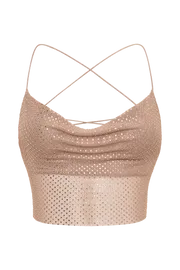 Meshki Crop Tops Women Tamra Strappy Diamante Top 8211 Nude Nude