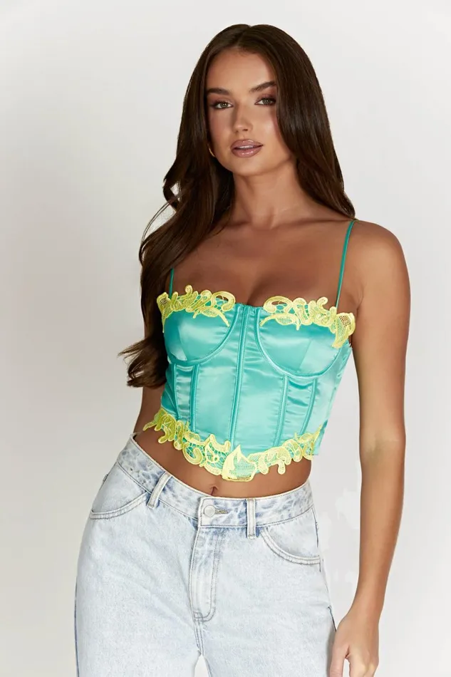 Meshki Crop Tops Women Tatiana Corset Top With Lace 8211 Mint Mint Meshki Crop Tops Women Tatiana Corset Top With Lace 8211 Mint Mint