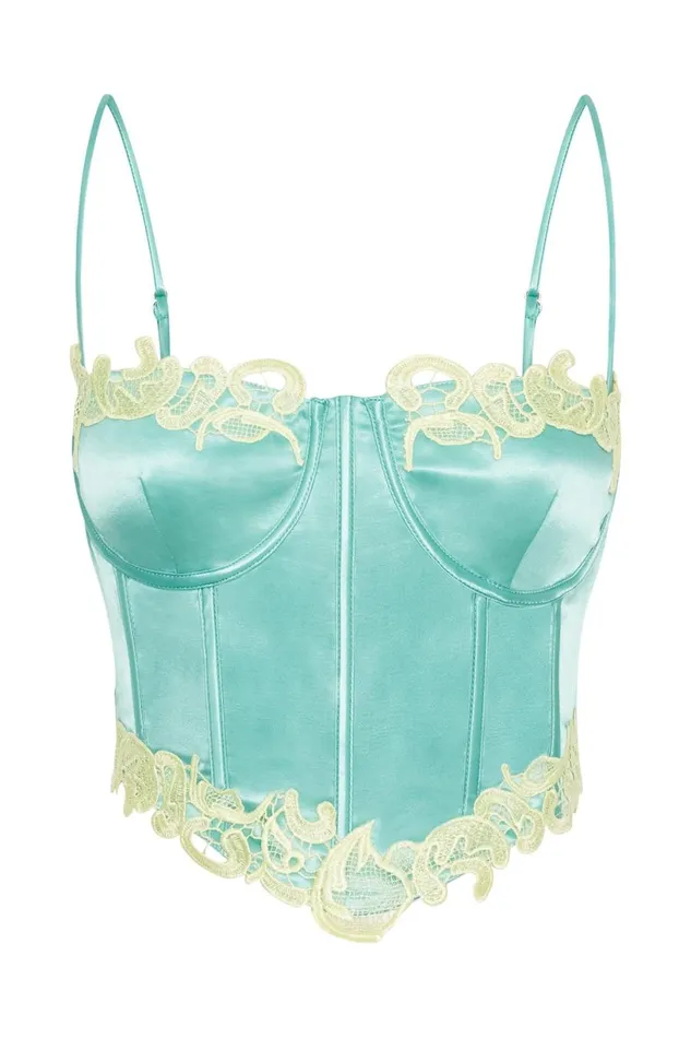 Meshki Crop Tops Women Tatiana Corset Top With Lace 8211 Mint Mint Meshki Crop Tops Women Tatiana Corset Top With Lace 8211 Mint Mint