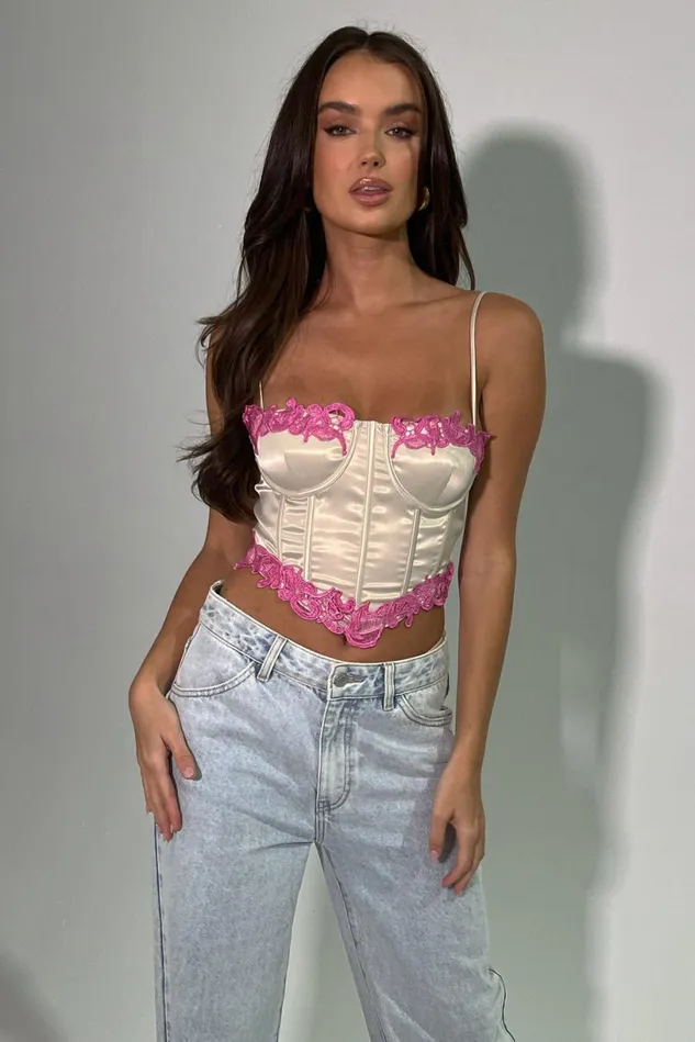 Meshki Crop Tops Women Tatiana Corset Top With Lace 8211 Nude Nude