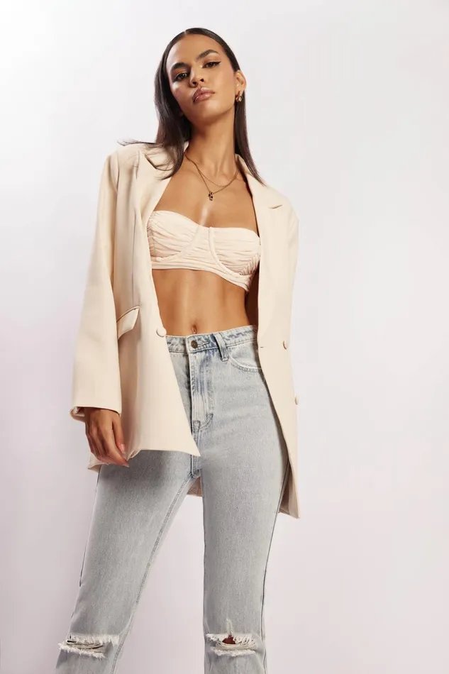 Meshki Crop Tops Women Tessa Mesh Ruched Cup Bralette 8211 Cream Cream Meshki Crop Tops Women Tessa Mesh Ruched Cup Bralette 8211 Cream Cream