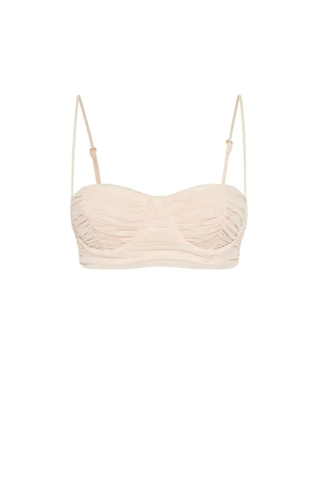 Meshki Crop Tops Women Tessa Mesh Ruched Cup Bralette 8211 Cream Cream Meshki Crop Tops Women Tessa Mesh Ruched Cup Bralette 8211 Cream Cream
