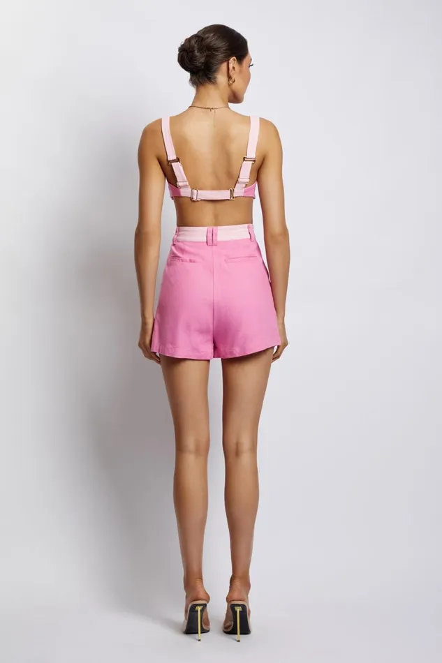 Meshki Crop Tops Women Yalda Contrast Panel Linen Bustier 8211 Candy Pink Candypink Meshki Crop Tops Women Yalda Contrast Panel Linen Bustier 8211 Candy Pink Candypink