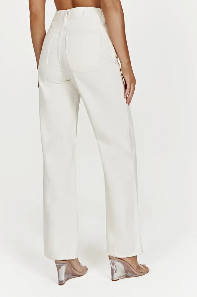 Meshki Denim Women Ainsley Mid Rise Jean 8211 Ecru Ecru