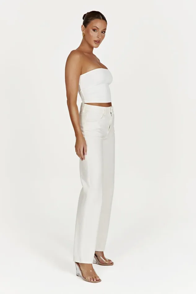 Meshki Denim Women Ainsley Mid Rise Jean 8211 Ecru Ecru