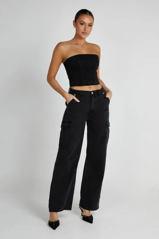 Meshki Denim Women Jagger Relaxed Denim Jean 8211 Washed Black Washedblack