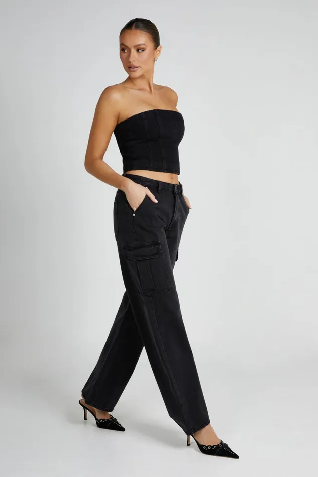 Meshki Denim Women Jagger Relaxed Denim Jean 8211 Washed Black Washedblack