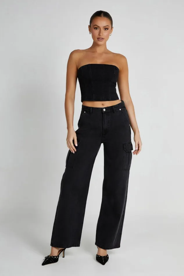 Meshki Denim Women Jagger Relaxed Denim Jean 8211 Washed Black Washedblack