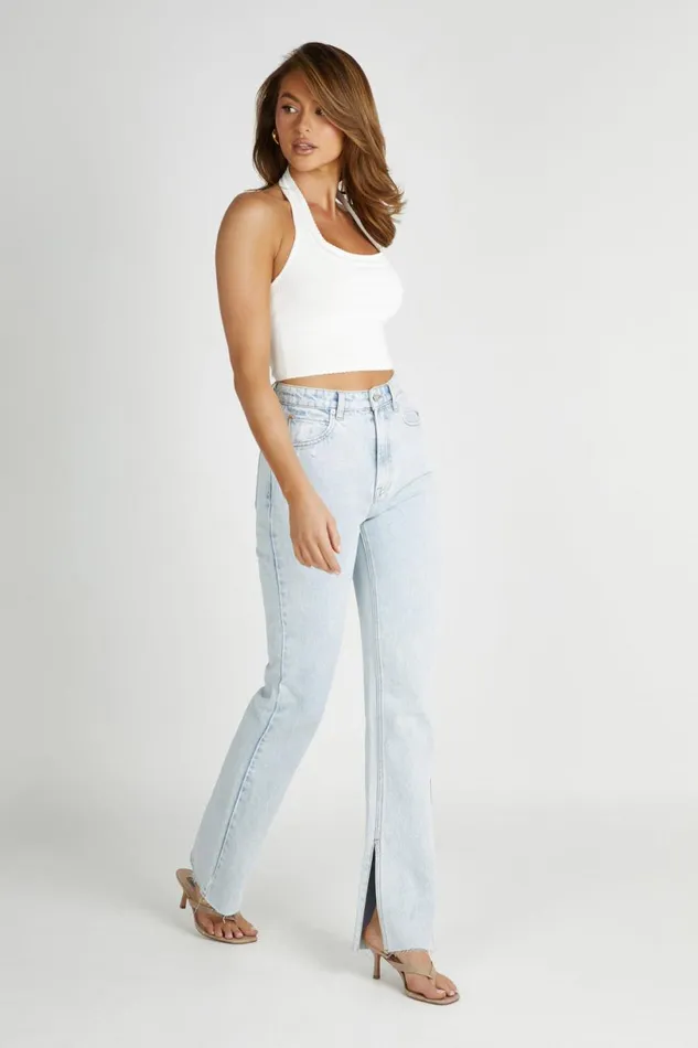 Meshki Denim Women Lauren Straight Leg Jeans 8211 Light Blue Lightblue Meshki Denim Women Lauren Straight Leg Jeans 8211 Light Blue Lightblue