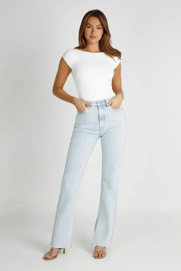 Meshki Denim Women Lauren Straight Leg Jeans 8211 Light Blue Lightblue Meshki Denim Women Lauren Straight Leg Jeans 8211 Light Blue Lightblue