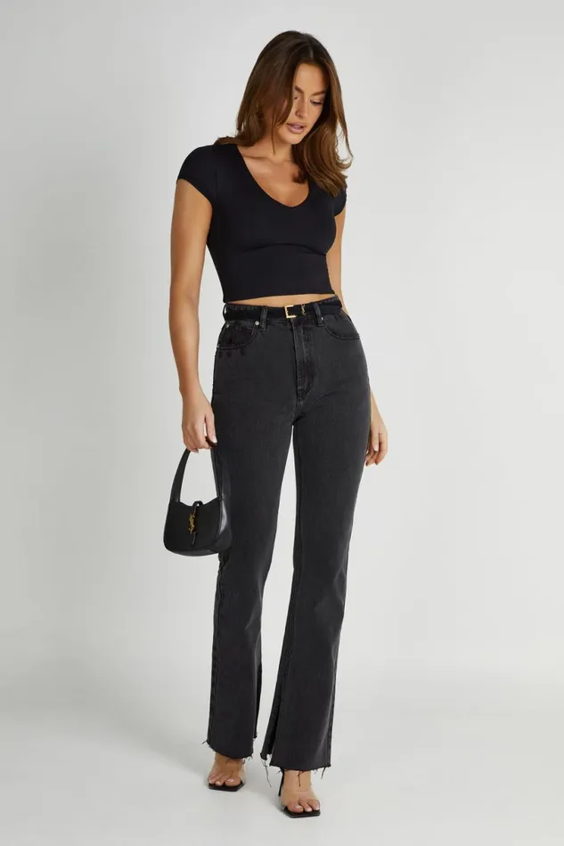 Meshki Denim Women Lauren Straight Leg Jeans 8211 Washed Black Washedblack Meshki Denim Women Lauren Straight Leg Jeans 8211 Washed Black Washedblack