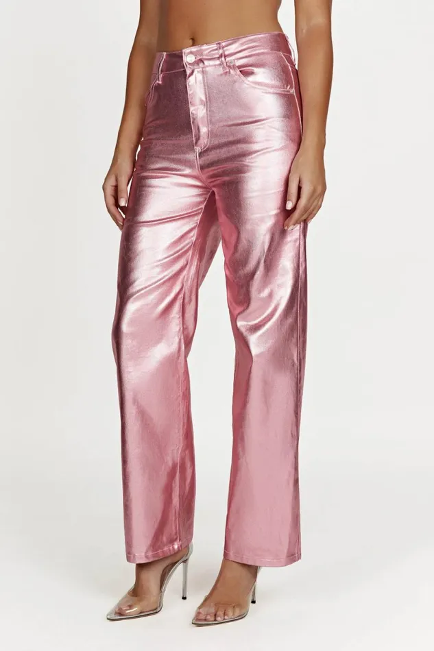 Meshki Denim Women Minnie Metallic Straight Jean 8211 Metallic Pink Metallicpink Meshki Denim Women Minnie Metallic Straight Jean 8211 Metallic Pink Metallicpink